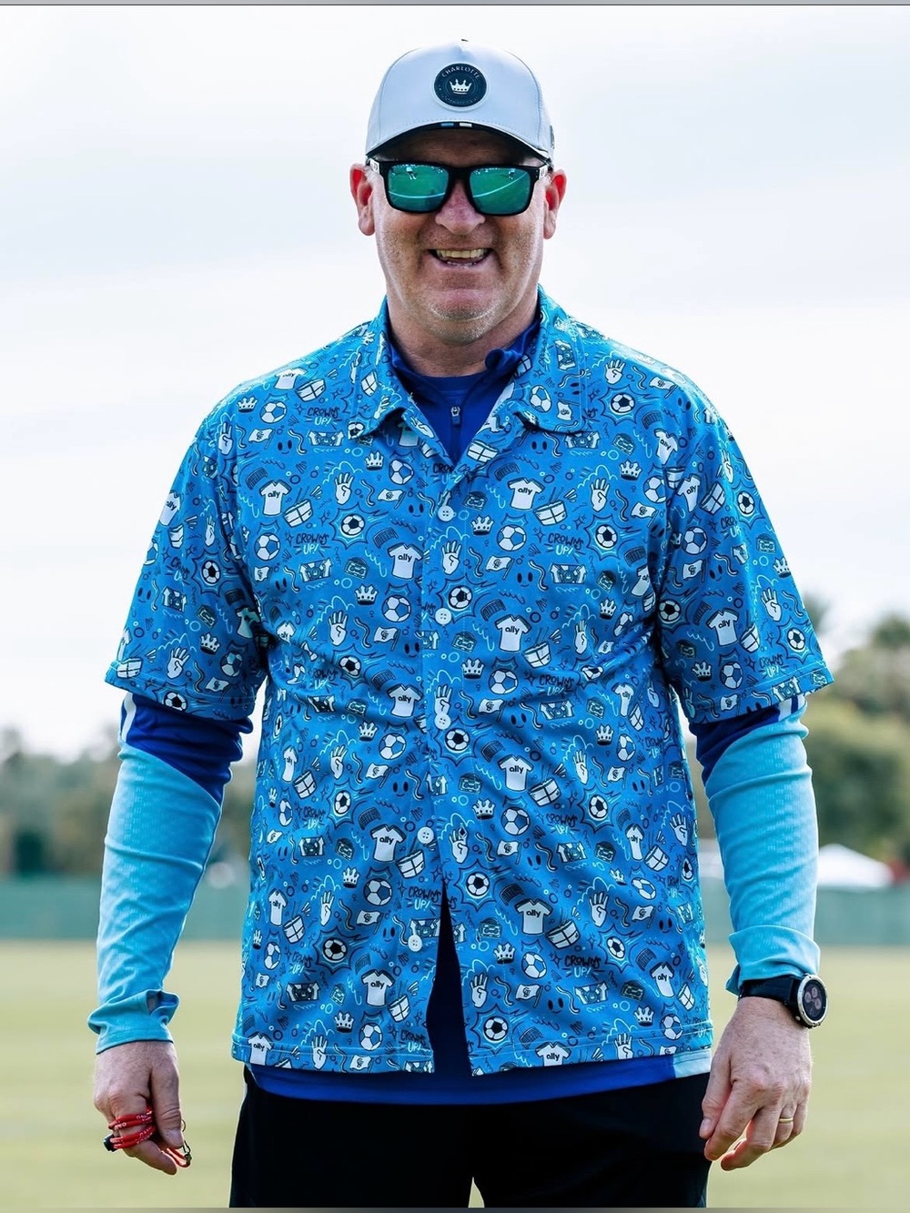 Charlotte FC Hawaiian party shirt giveaway polo blue Men’s XL